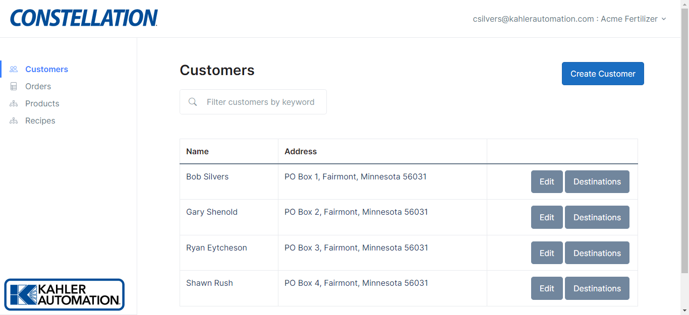 Constellation customer List