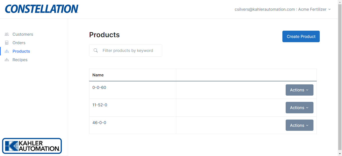 Constellation Product List